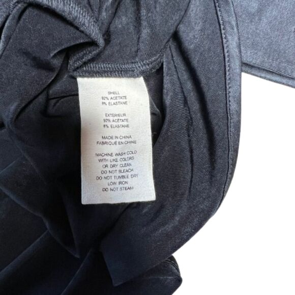 L'AGENCE Women's Tyler Black Satin Button Down Blouse Size L - Picture 4 of 7